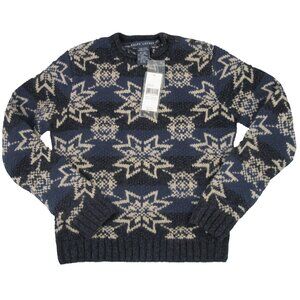 NEW Vintage Handmade $245 Polo Ralph Lauren Snowflake Sweater! Sm Heavy RUNS SML